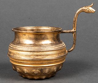 Lalaounis Gilt-Silver Greek Animal Handle Cup
