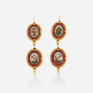 Gold and hardstone earrings