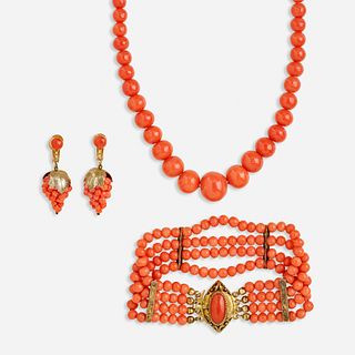 Group of Antique coral jewelry 