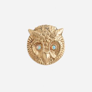 Gold and opal owl brooch pendant