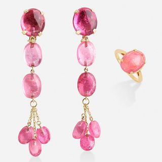 Pink tourmaline earrings with ring