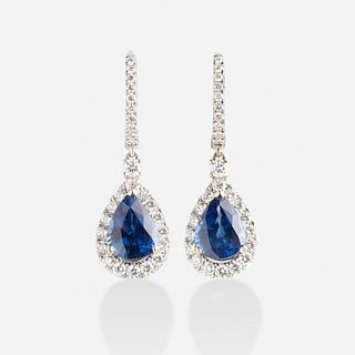 Sapphire and diamond ear pendants
