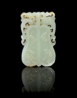 A Carved Jade Pendant Height 2 1/4 inches.