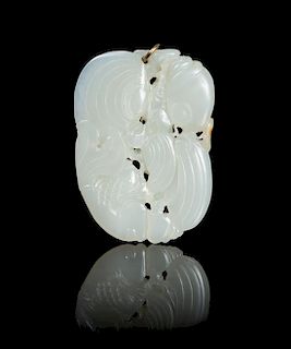 A Carved Jade Pendant Length 2 1/4 inches.