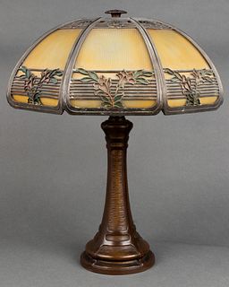 Bradley & Hubbard Bronze And Glass Lamp