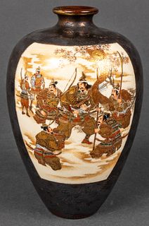 Japanese Satsuma Porcelain Warrior Vase