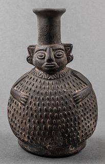 Pre-Columbian Chimu Figural Blackware Vessel, Peru