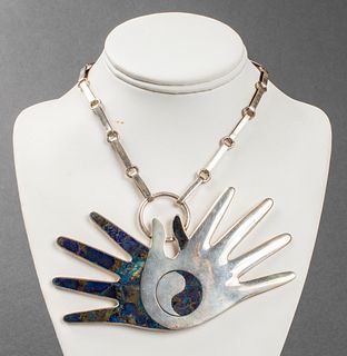 William Spratling Taxco Silver Lapis Necklace 1950