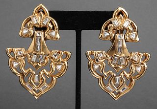 Yves Saint Laurent Gold-Tone & Faux Jewel Earrings