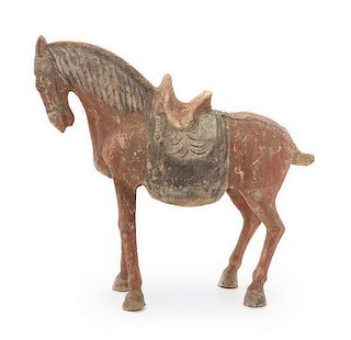 A Red Painted Pottery Figure of a Horse Height 16 1/2 inches.