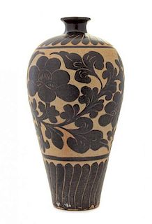 * A Cizhou-Type Sgraffiato Vase, Meiping Height 13 1/2 inches.