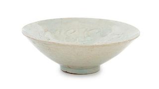 * A Qingbai Glazed Porcelain Bowl LIKELY SONG DYNASTY Diameter 6 3/4 inches.