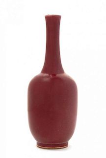 A Sang-de-Boeuf Glazed Porcelain Vase Height 8 5/8 inches.