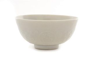 * A White Glazed Porcelain Bowl Diameter 4 1/2 inches.