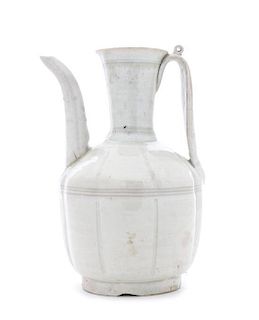 A White Glazed Porcelain Wine Ewer Height 7 3/8 inches.