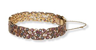 Burmese Gold, Sapphire and Ruby Bracelet