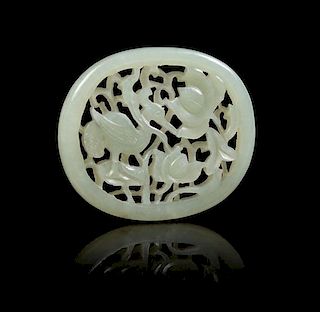 * A Pierced Carved Jade Pendant Diameter 2 3/8 inches.
