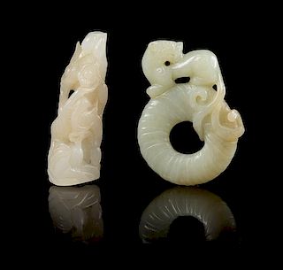* Two Carved Jade Articles Length of longer 2 1/2 inches.