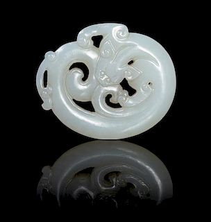 A White Jade Pendant Height 2 inches.
