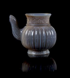 A Mughal-Style Agate Ewer Height 3 3/4 inches.