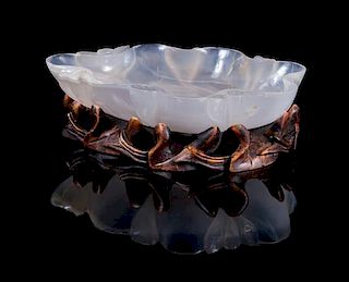 * A Carved Agate Brush Washer Length 5 1/4 inches.
