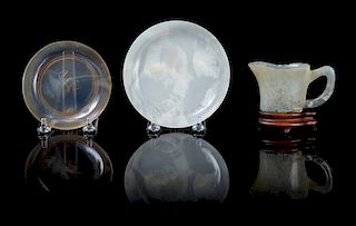 * Two Agate Dishes Diameter of largest 4 inches.