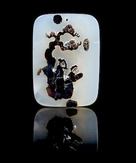 A Chinese Agate Pendant SUZHOU SCHOOL, POSSIBLY 18TH CENTURY Height 2 5/8 inches.