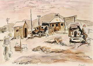 THOMAS HART BENTON (1889-1975) PEN AND INK WITH WASH