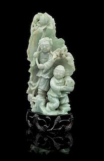 * A Jadeite Carving Height of jadeite 5 5/8 inches.