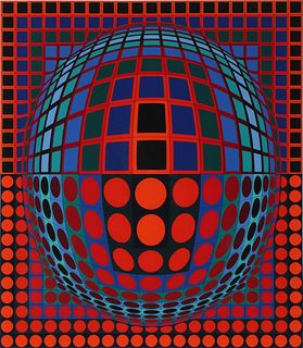 VICTOR VASARELY (1906-1997) PENCIL SIGNED SERIGRAPH