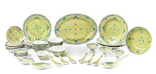 * A Famille Jaune Porcelain Service Set 20TH CENTURY Length of largest 13 3/4 inches.