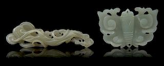 * Two Carved Jade Articles Length of longer 3 3/4 inches.