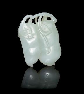 A Carved Jade Toggle Height 2 1/2 inches.