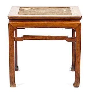 A Chinese Hardwood Stool LIKELY 19TH CENTURY OR EARLIER Height 19 3/8 x width 19 x depth 15 3/4 inches.