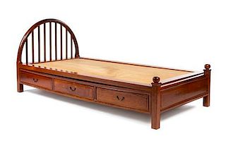 A Huanghuali Bed Height 35 x length 78 1/2 x width 39 5/8 inches.