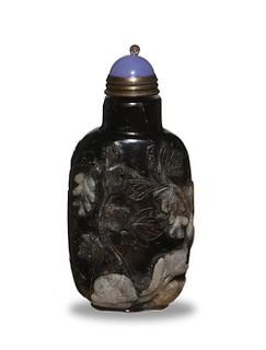 ChineseBlack and White Crystal Snuff Bottle, 19th Century
