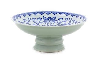 A Blue and White Porcelain Footed Bowl Diameter 8 5/8 inches.