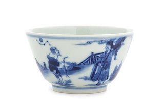 A Blue and White Porcelain Wine Cup Diameter 3 3/8 inches.