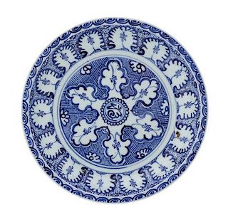 A Blue and White Porcelain Shallow Dish Diameter 10 3/8 inches.