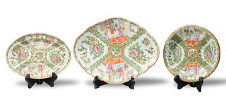 3 Chinese Export-Style Famille Rose Plates