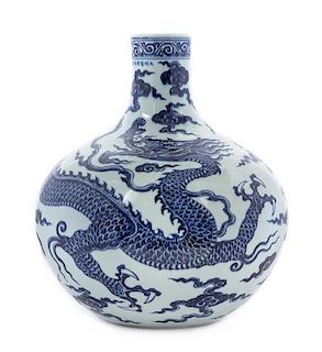 A Blue and White Porcelain Vase, Tianqiuping Height 16 1/4 inches.