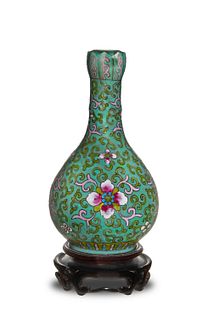 Chinese Turquoise Famille Rose Vase, 18-19th Century