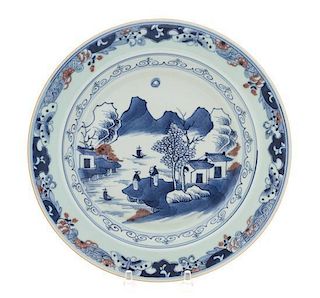 * A Blue and White and Underglazed Red Porcelain Plate Diameter 8 7/8 inches.