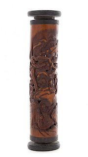 * A Carved Bamboo Parfumier Height 11 1/4 inches.