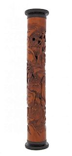 * A Large Carved Bamboo Parfumier Length 18 5/8 inches.