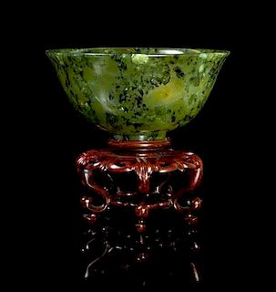 A Spinach Jade Bowl Diameter 4 7/8 inches.