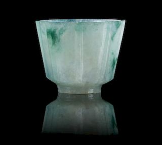 A Small Jadeite Wine Cup Diameter 1 5/8 inches.