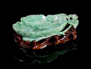 A Carved Jadeite Brush Washer Width 5 5/8 inches.