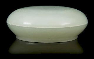 * A Jade Box and Cover Diameter 2 1/8 inches.