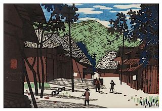 Kiyoshi Saito, (1907-1997), Village Scene